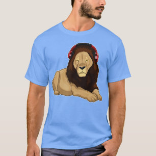 Lejon hörlursmusik t shirt