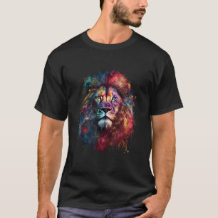Lejon huvudfärgad målning Astrologisk zodiak S T Shirt