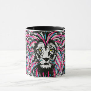 Lejon huvudkaffe Mugg Lejona kaffe av blå Rosa
