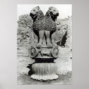 Lejon huvudstad från pelaren av kejsaren Ashoka Poster
