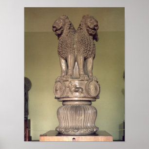 Lejon huvudstad från pelaren av kejsaren Ashoka Poster