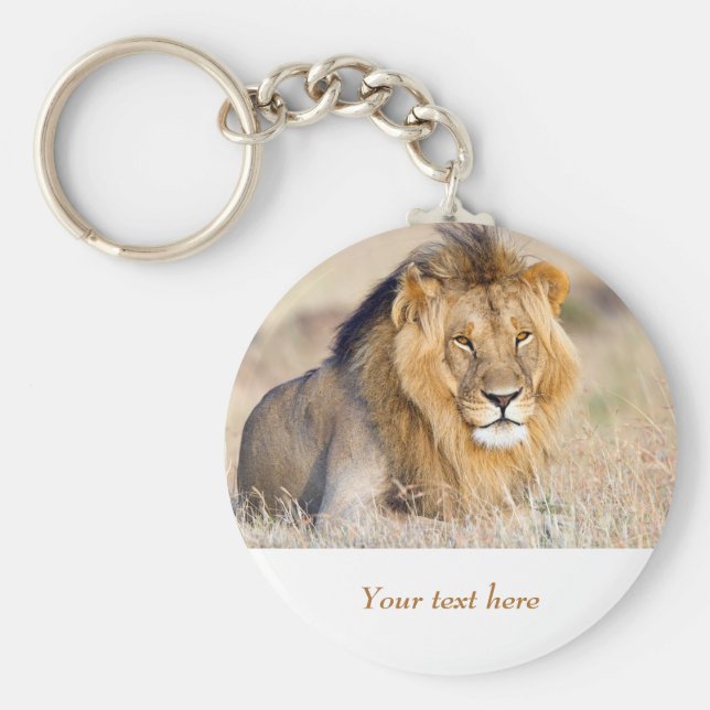 Lejon i Afrika av viltlevande djur Big Cat-personl Nyckelring (Framsidan)