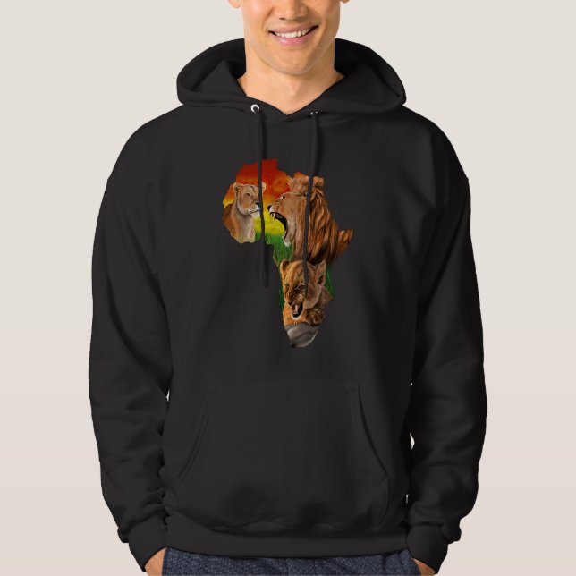Lejon i Afrika Hoodie (Framsida)