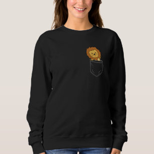 Lejon i Breast Pocket Funny Lejon för barn T Shirt