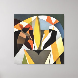 Lejon i en geometrisk Abstrakt Art Stil Canvastryck