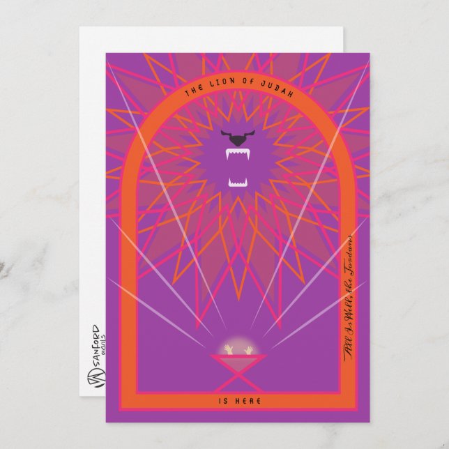 Lejon i en matare kort (Fram/baksida)