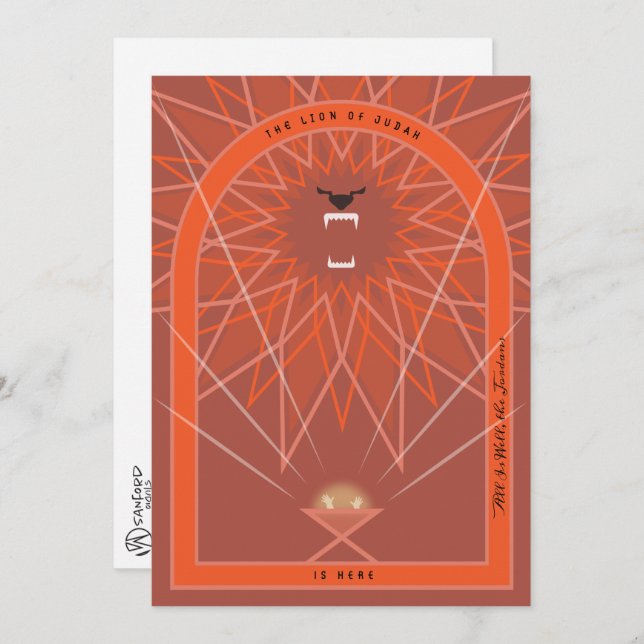 Lejon i en matare kort (Fram/baksida)