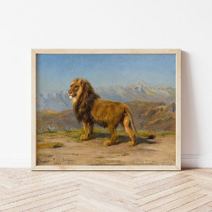 Lejon i ett bergigt landskap   Rosa Bonheur Poster