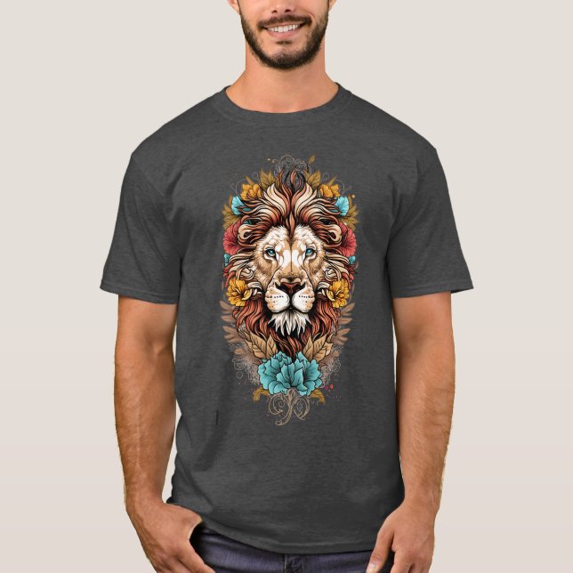 Lejon i Flower T-Shirt (Framsida)