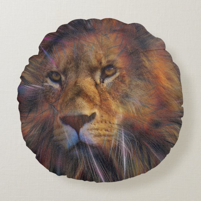 Lejon i Gallery Round Cushion Rund Kudde (Framsidan)