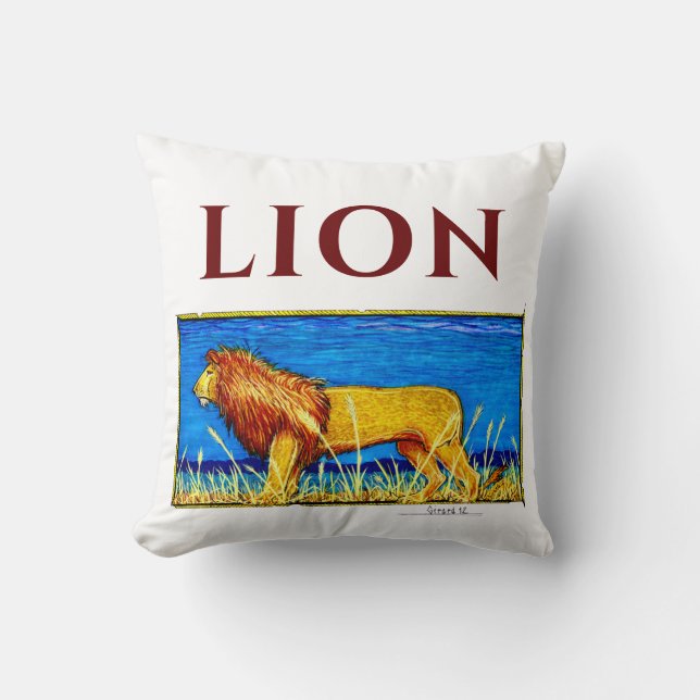 Lejon i gallgräs kudde (Framsida)