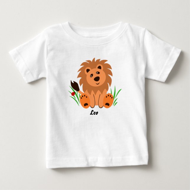 Lejon i gräset med ladybug baby T-Shirt (Framsida)