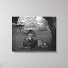 Lejon i Grass Canvastryck