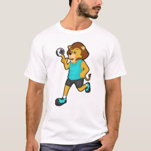 Lejon i Handball-spelare med handboll T Shirt