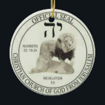 Lejon i Judah Julgransprydnad Keramik<br><div class="desc">Judahs Lejon företräder Kristus (manlig lejon) och hans lejona kyrka, liksom make och hustru till den troende som bäror den. Detta är också officiellens stämpel för medlemmar som stöder eller tillhör den ursprungliga kristna Guds kyrka från Jerusalem enligt definitionen i Heliga Bible. Det representerar mod, heder och framgång för de...</div>