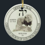Lejon i Judah Julgransprydnad Keramik<br><div class="desc">Judahs Lejon företräder Kristus (manlig lejon) och hans lejona kyrka, liksom make och hustru till den troende som bäror den. Detta är också officiellens stämpel för medlemmar som stöder eller tillhör den ursprungliga kristna Guds kyrka från Jerusalem enligt definitionen i Heliga Bible. Det representerar mod, heder och framgång för de...</div>