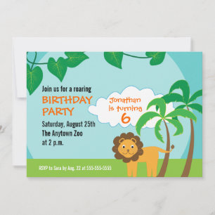 Lejon i Jungle, Childs Birthday Party Inbjudningar