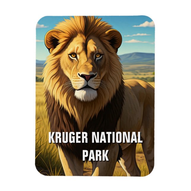 Lejon i Krugers nationalpark South Afrika Magnet (Vertikal)