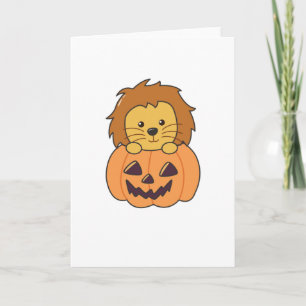 Lejon i Pumpkin Orange Koalas Halloween Lejon Kort