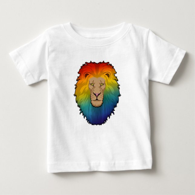 Lejon i Rainbow Färg T Shirt (Framsida)