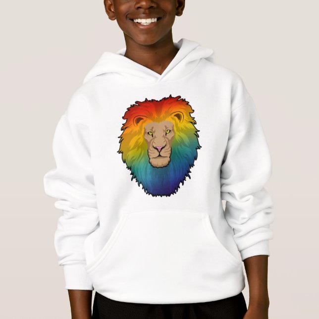 Lejon i Rainbow Färg T Shirt (Framsida)