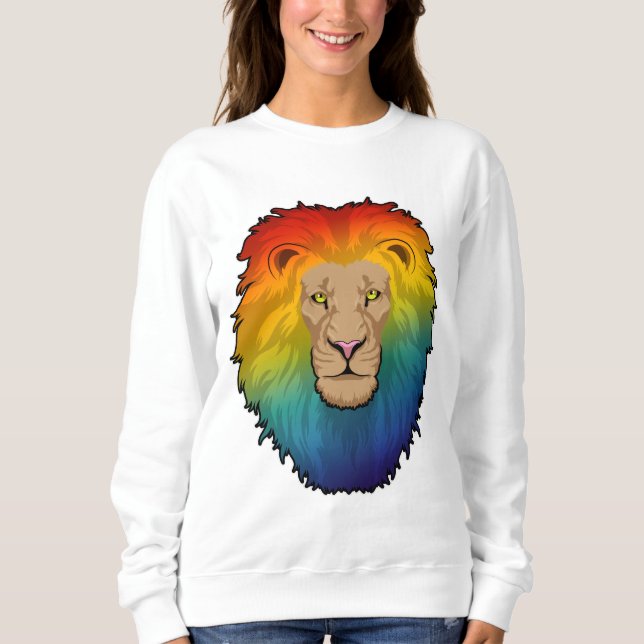 Lejon i Rainbow Färg T Shirt (Framsida)