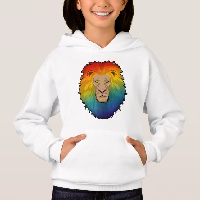 Lejon i Rainbow Färg T Shirt (Framsida)