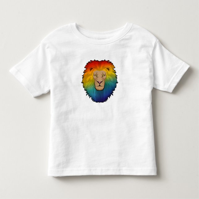 Lejon i Rainbow Färg T Shirt (Framsida)