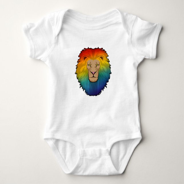 Lejon i Rainbow Färg T Shirt (Framsida)