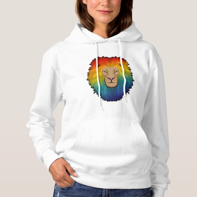 Lejon i Rainbow Färg T Shirt (Framsida)