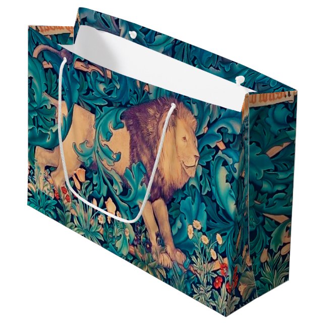 Lejon i skogen, William Morris Large Gift Bag (Framsidan Vinklad)