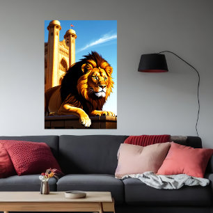 Lejon i staden AI Art Poster