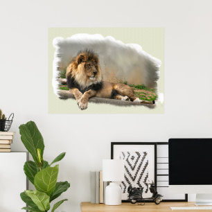 Lejon i viloläge Lejon Älskare Art Poster