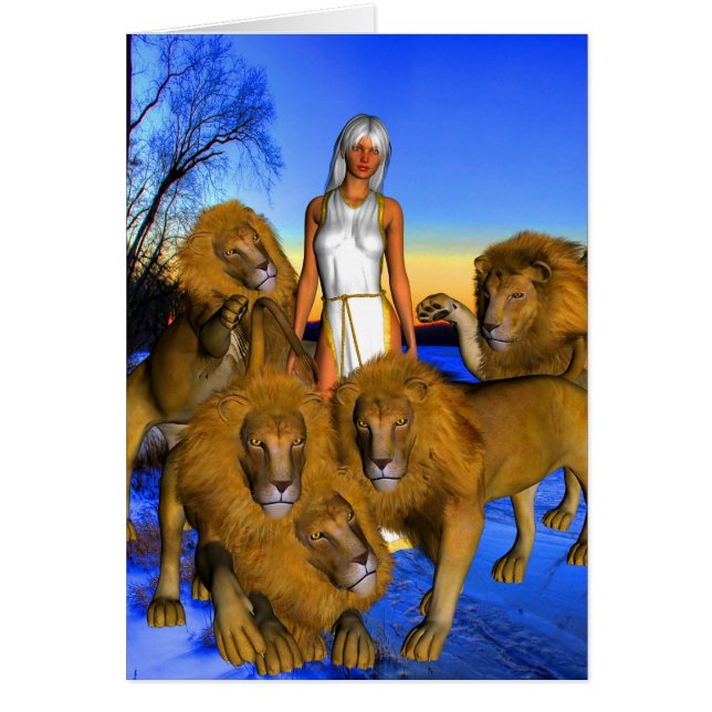 Lejon i Winter Hälsningskort (Framsidan)