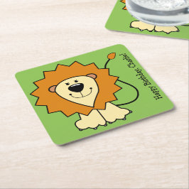 Lejon illustration anpassningsbar text papprare un underlägg papper kvadrat