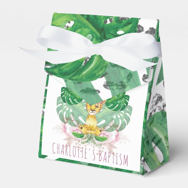 Lejon illustration av flickbaptism eller födelseda presentaskar (Framsidan Sidan)