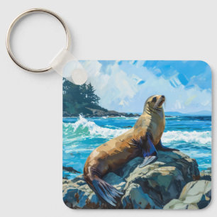 Lejon illustration av havet nyckelring