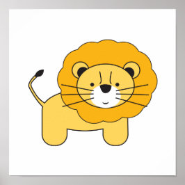 Lejon, illustration av Lorena Depante Poster
