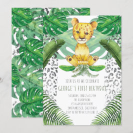 Lejon illustration Safari första födelsedag Inbjudningar