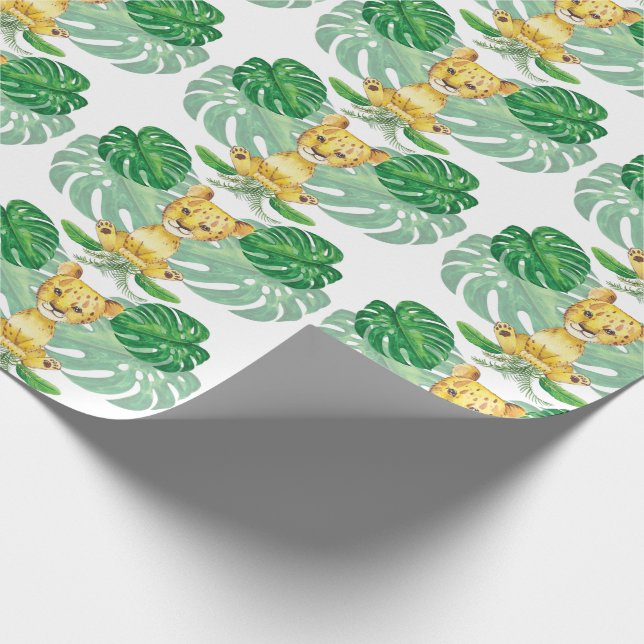 Lejon Illustration Safari modern Presentpapper (Hörn)