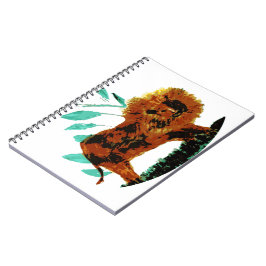 Lejon Illustration Vild Animal Anteckningsbok Med Spiral
