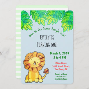 Lejon inbjudan till Cute Jungle första födelsedage