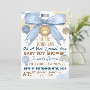 Lejon inbjudan till Pojke Shower Cute