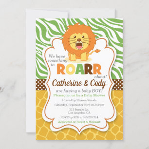 Lejon inbjudan till ROAR Jungle Baby Shower