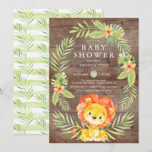 Lejon inbjudan till Rustic Neutralt Baby Shower
