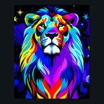 Lejon - inspirerande färgfull poppgrafik poster<br><div class="desc">Denna färgstarka inspirerande lejon inspireras av mod och inspiration. Den här stjärnan som ser lejon ut är stolt och stark.</div>