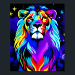Lejon - inspirerande färgfull poppgrafik poster<br><div class="desc">Denna färgstarka inspirerande lejon inspireras av mod och inspiration. Den här stjärnan som ser lejon ut är stolt och stark.</div>