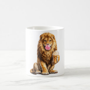 Lejon Iskaffe Bubble Gum Trendigt Djur Kaffemugg