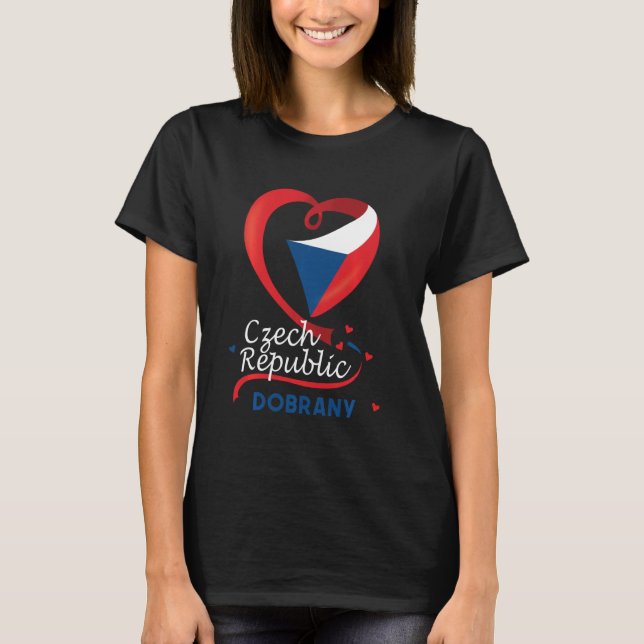 Lejon Jackat av Flagga i Dobrany Tjeckien Heart, A T Shirt (Framsida)