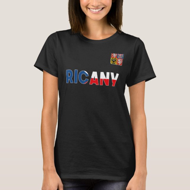 Lejon Jackat av Ricany Czech Flagga  om Arm T Shirt (Framsida)
